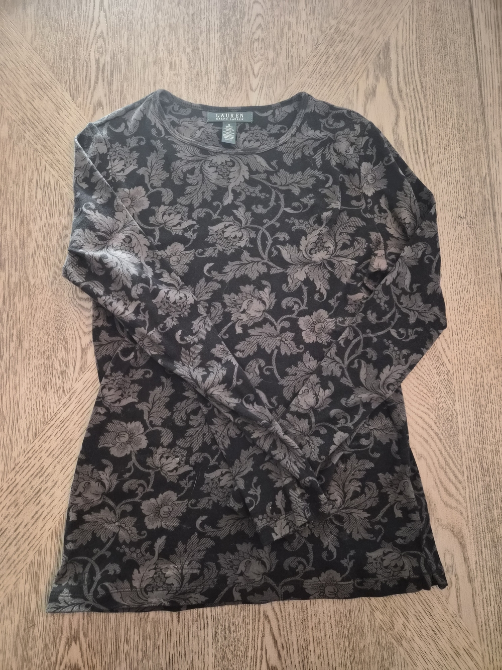 Ralph Lauren Black and Gray Floral Crewneck Tee